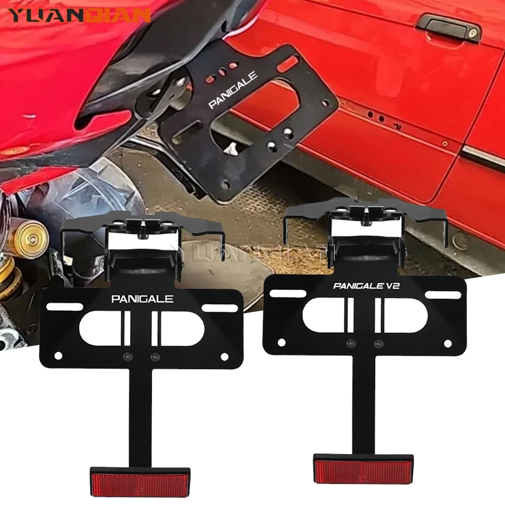 

For Ducati PANIGALE V2 V4 S R SP 2018 - 2025 Motorcycle License Plate Holder Rear Short Tail Stock Tailstock Frame Bracket Kit