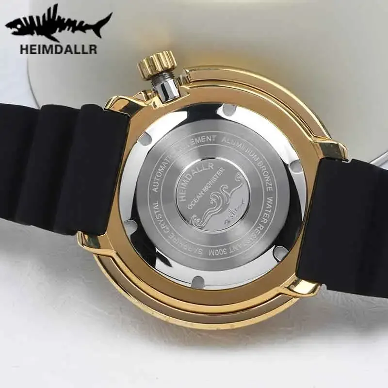 Heimdallr masculino à prova dwaterproof água c3 luminosa safira 30atm mergulhador relógios 47mm bronze caixa de atum nh35a relógio de pulso mecânico automático