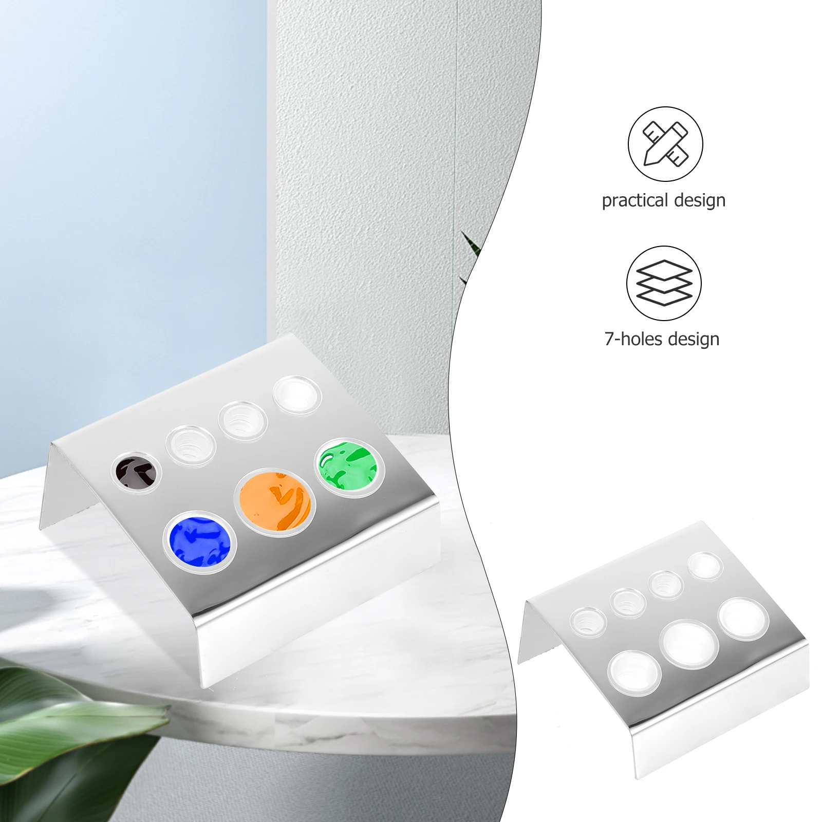 مجموعة واحدة من حامل أكواب حبر الوشم مكونة من 7 فتحات من الفولاذ المقاوم للصدأ والمواد البلاستيكية ومتانة قوية واستخدام بسيط ومثالي للوشم #1