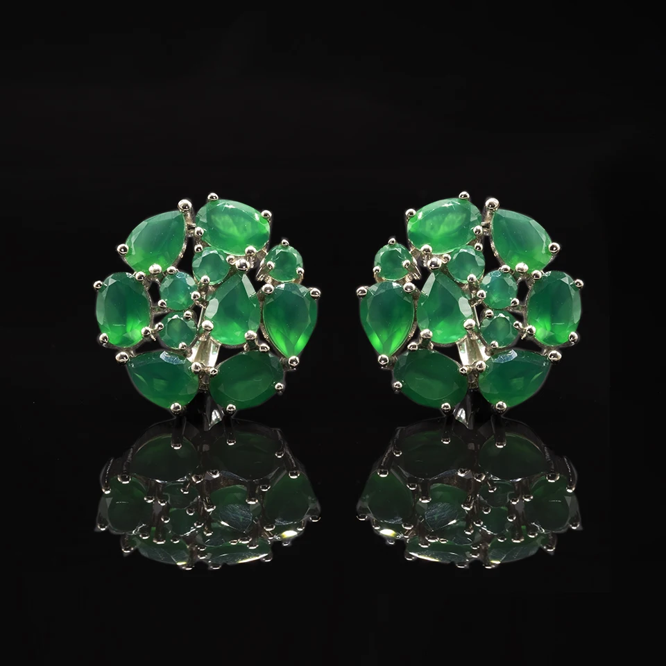 Pendientes de plata de primera ley y ágata verde para mujer, aretes pequeños, plata esterlina 925, piedra preciosa, regalo de boda, fiesta, 2022