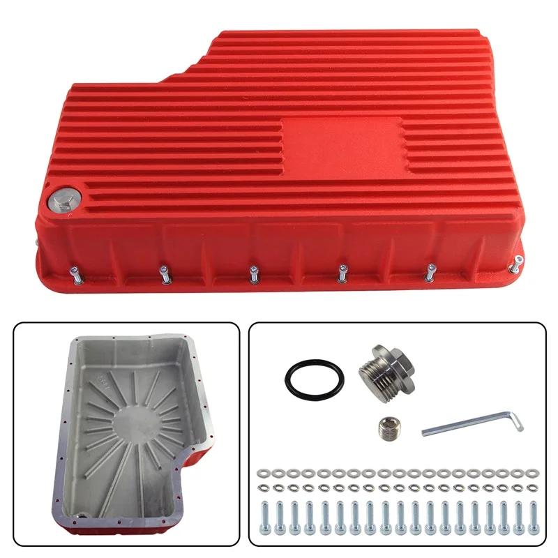 مقلاة عميقة ناقل الحركة 6R140 شديدة التحمل لـ 11-19 Ford F250/F350 ألومنيوم أسود/فضي/أحمر