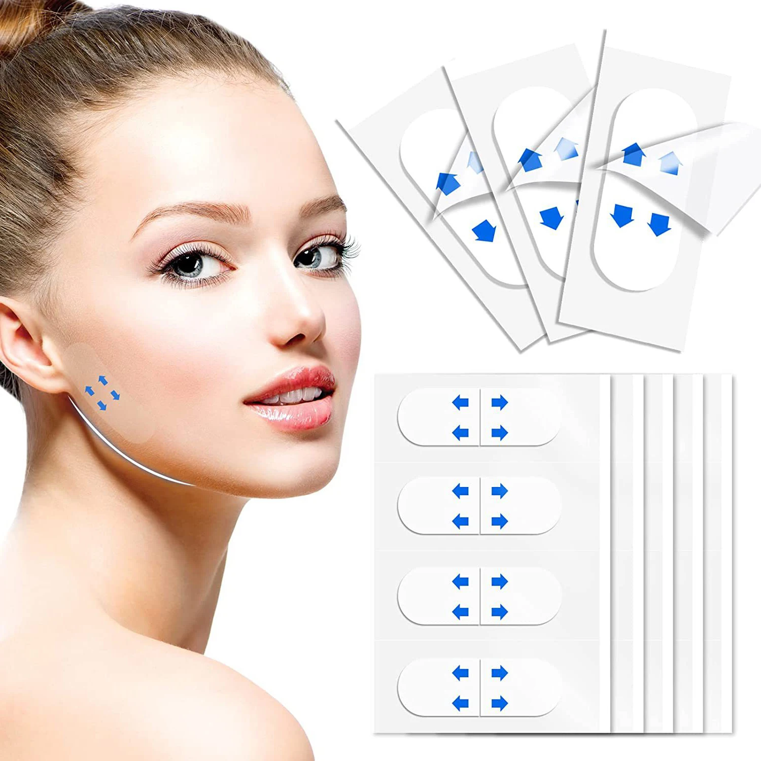 120PCS Face Lift Tape Stickers Instant Lifting Skin Anti Aging Patch Slimming Neck Chin Double Invisible V Bandeye Strip Tool