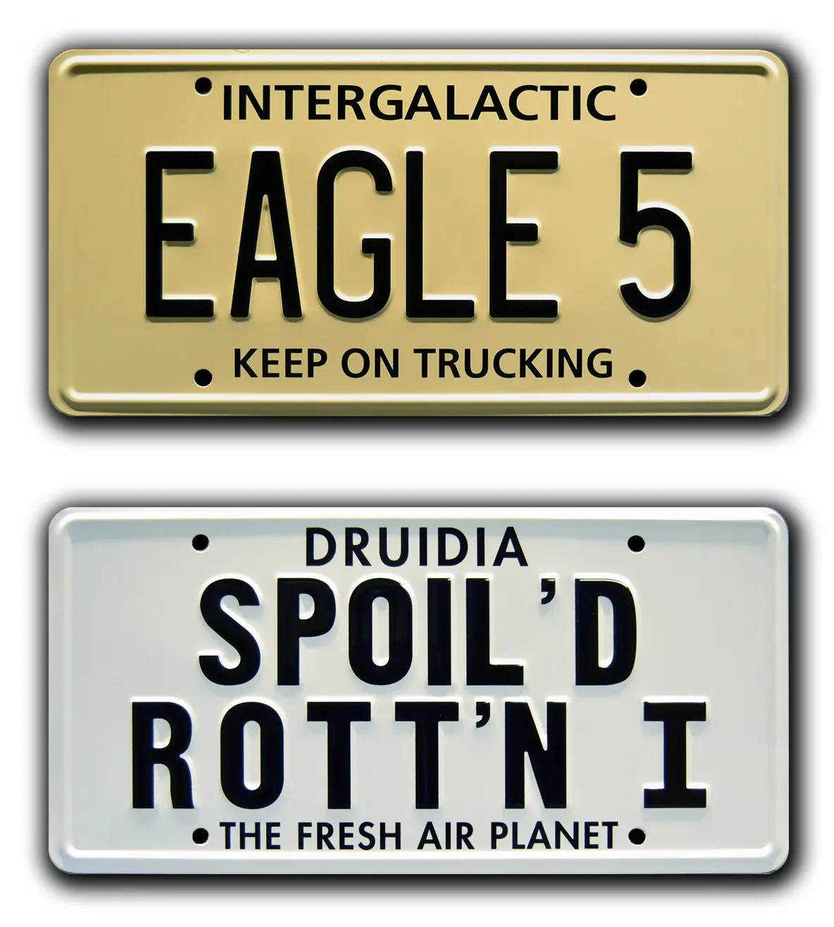 Spaceballs | Eagle 5 + Spoiled Rotten | Metal Stamped License Plates -License Plate License Plate Frames Car Decor License Plate