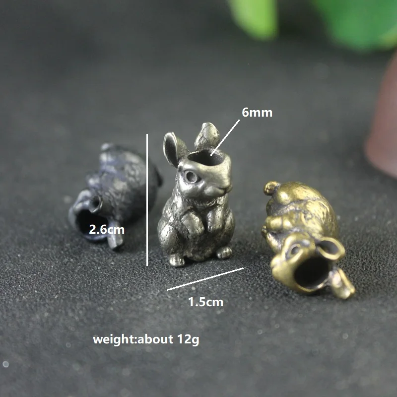 Animal Rabbit Figurines Brass Knife Bead Outdoor EDC Tool Umbrella Rope Woven Lanyard Hangings DIY Paracord Bracelet Accessories