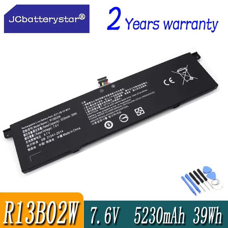 JCbatterystar New R13B01W R13B02W Laptop Battery For Xiaomi Mi Air 13.3