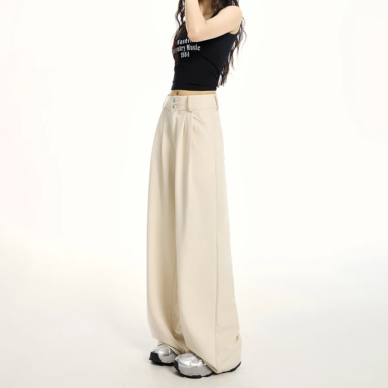 Damskie jeansy z wysokim stanem, szerokie nogawki, styl Y2K, odzież jeansowa, designerskie, gładki materiał, proste spodnie damskie, wygodne spodnie codzienne.