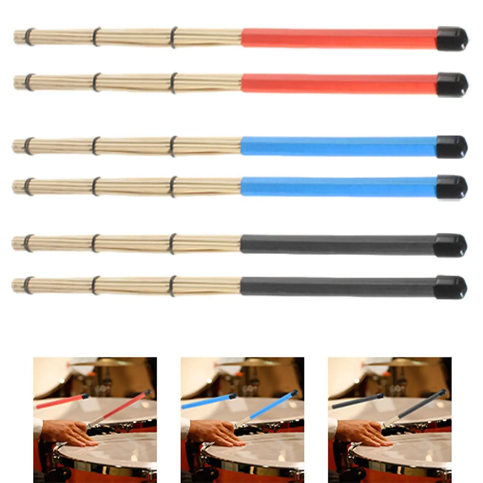 Bamboo Drumsticks Sturdy 15.75 inch Length Create Light Sound Drum Sticks for Jazz Folk Small Venue Rock Band Drum Accessories