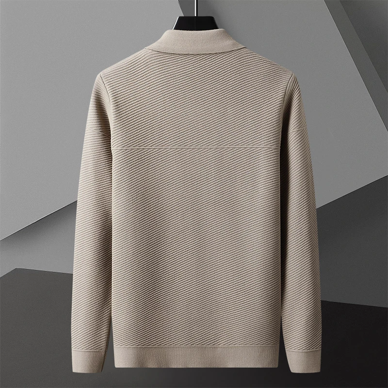 Autumn Winter Casual Fashion Sweatercoat Men Long Sleeve Turn Down Collar Knit Cardigans Mens Slim Fit Korean Style Knit Jackets