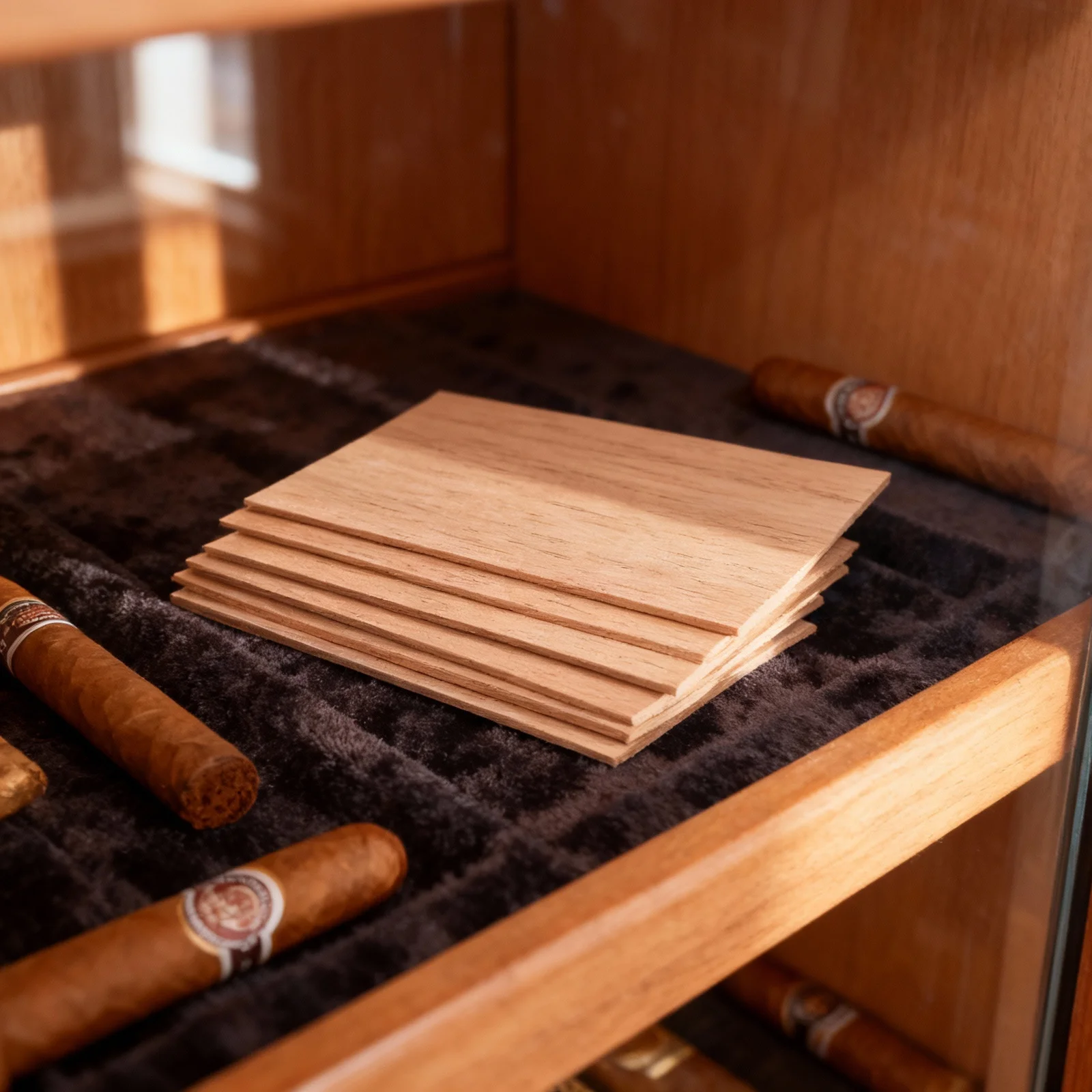 10pcs Cedar Sheets Natural Wood For Cigar Humidor Storage Fragrant Chips Humidor Accessories Cigar Box Freshener