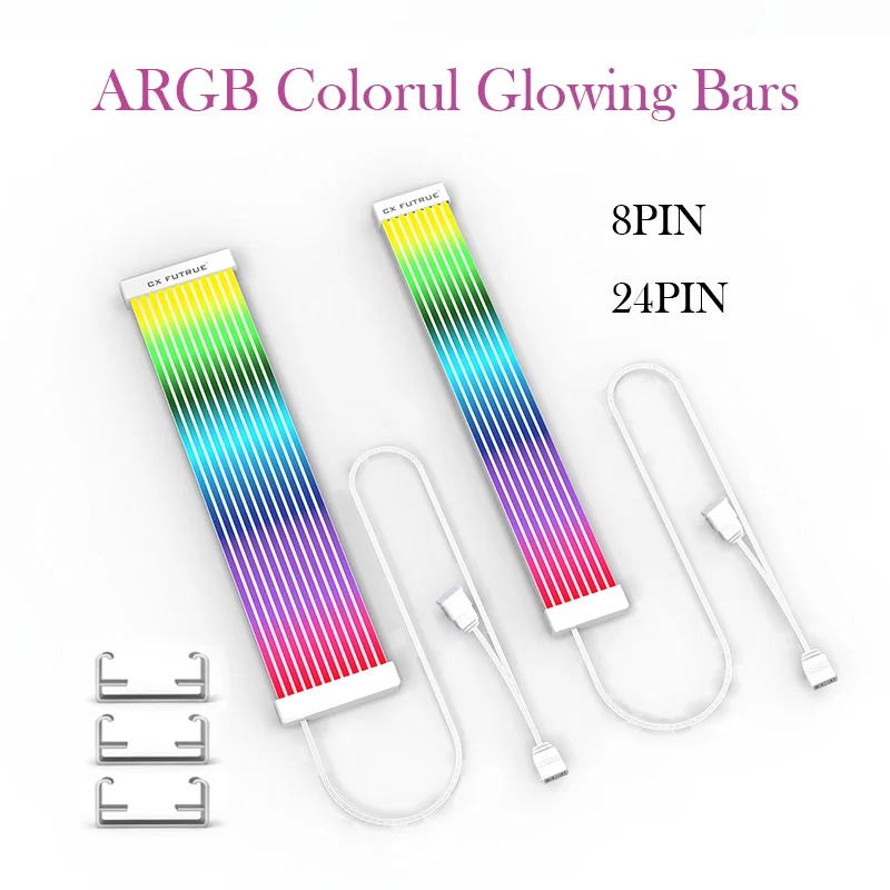 

CX FUTRUE Компьютерная материнская плата Видеокарта ARGB 8PIN + 24PIN Набор продает светодиодные ленты, силикон, подходит для компьютеров DIY