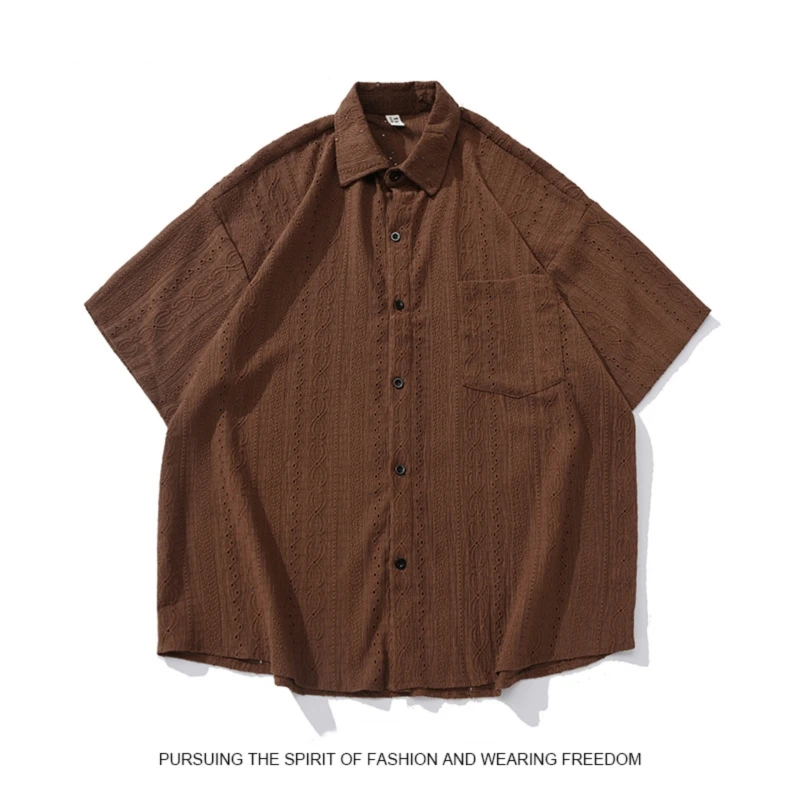 

Летняя универсальная легкая дышащая футболка в ретро-японском стиле с цветочной вышивкой и ажурной текстурой