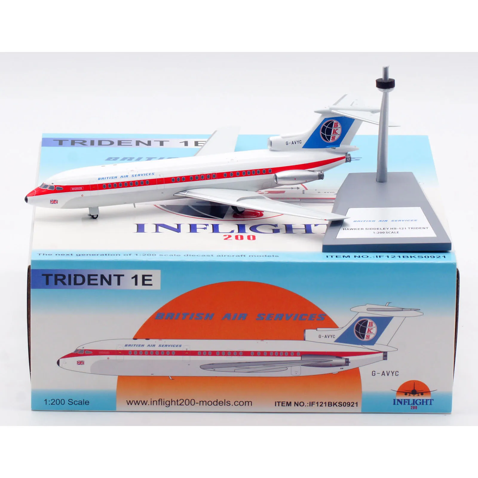 

IF121BKS0921 Alloy Collectible Plane INFLIGHT 1:200 British Air Services Hawker HS-121 Trident 1E Diecast Aircraft Model G-AVYC
