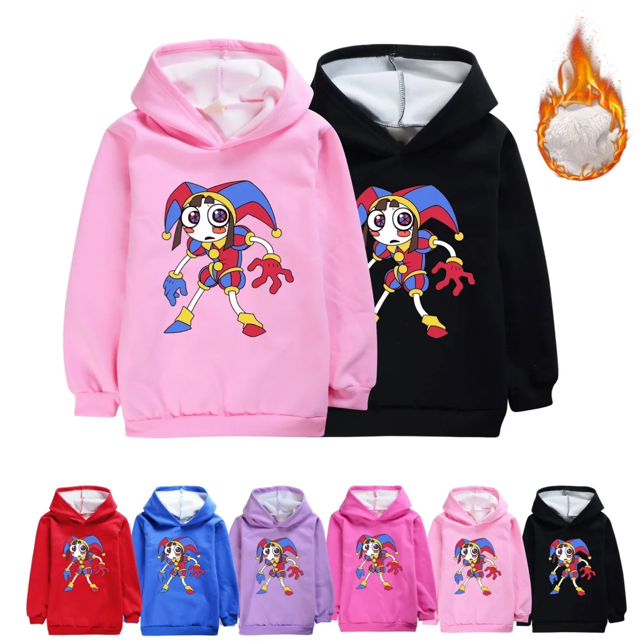 

The Amazing Digital Circus Hoodie Kids Cartoon Pamni Jax Clothes Baby Girls Winter Thicken Plush Sweatshirts Boys Warm Outerwear