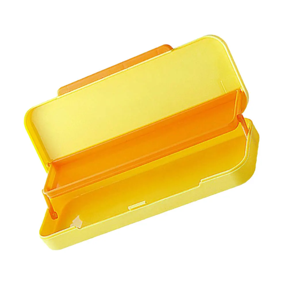 

Double Layer Pen Box Plastic Pencil Box Large Capacity Stationery Case Student Supplies Portable Organizer Yellow