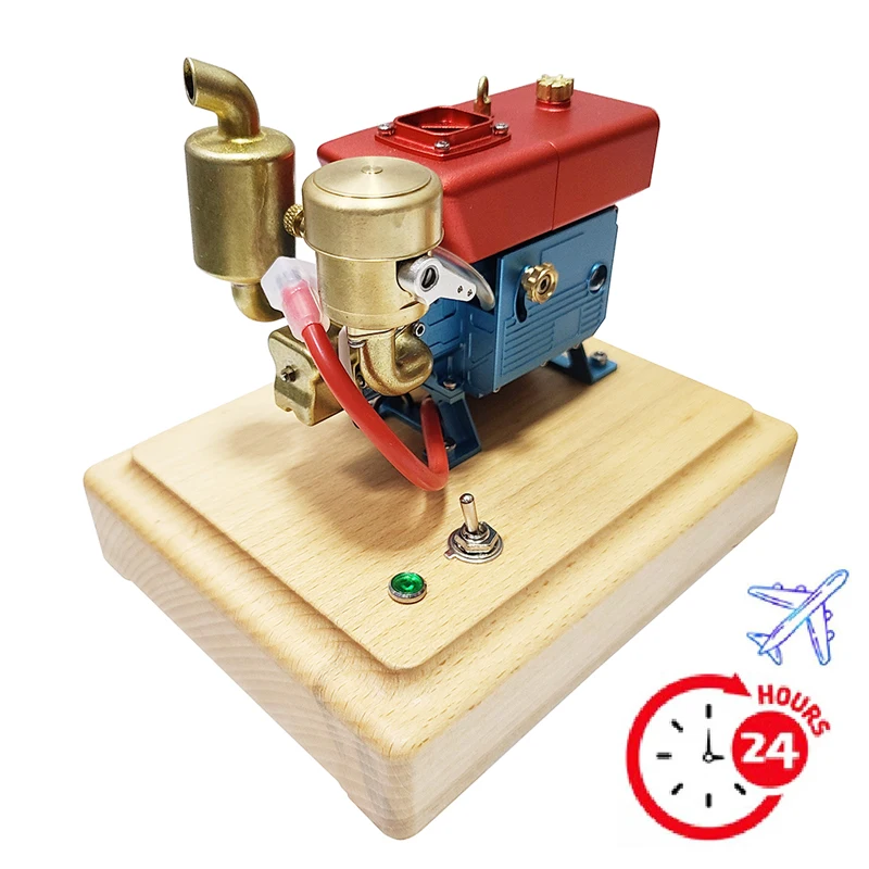 2.2CC Brass Mini Steam Engine Model MUSA with CDI Igniter Single Cylinder Diesel Engine Model Precision CNC Machining