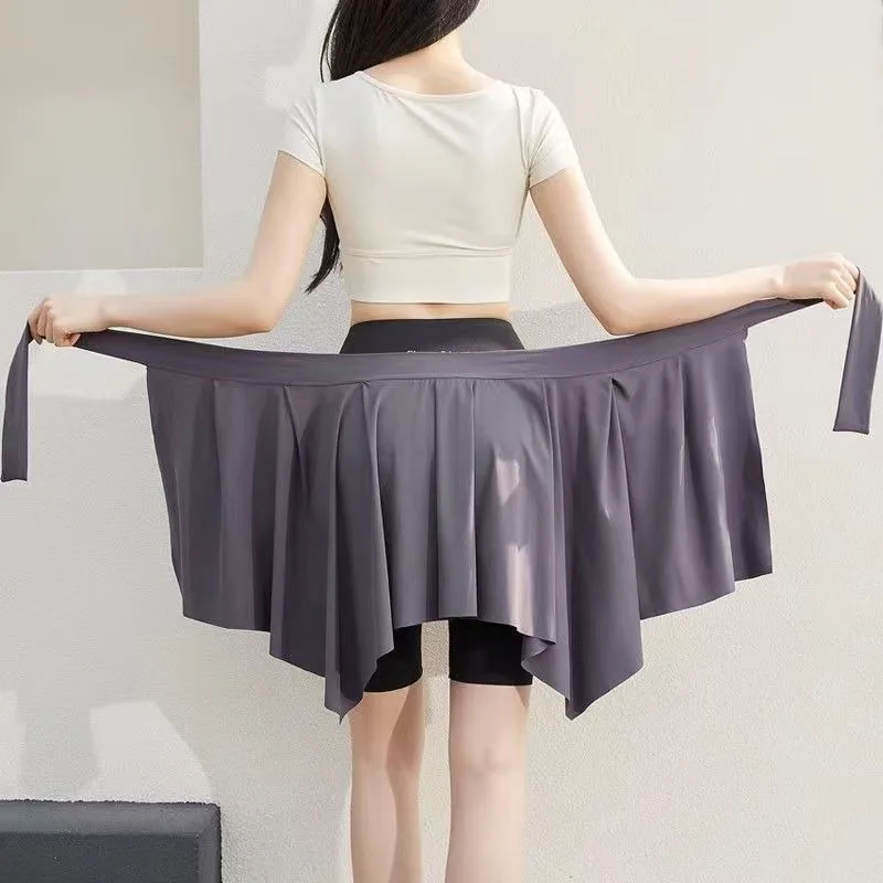 

Women Anti-Awkward Shawl Skirt Yoga Running Bowknot Bottoms Workout Tennis Fitness Breathable Skirts Jogging Running Sportswear