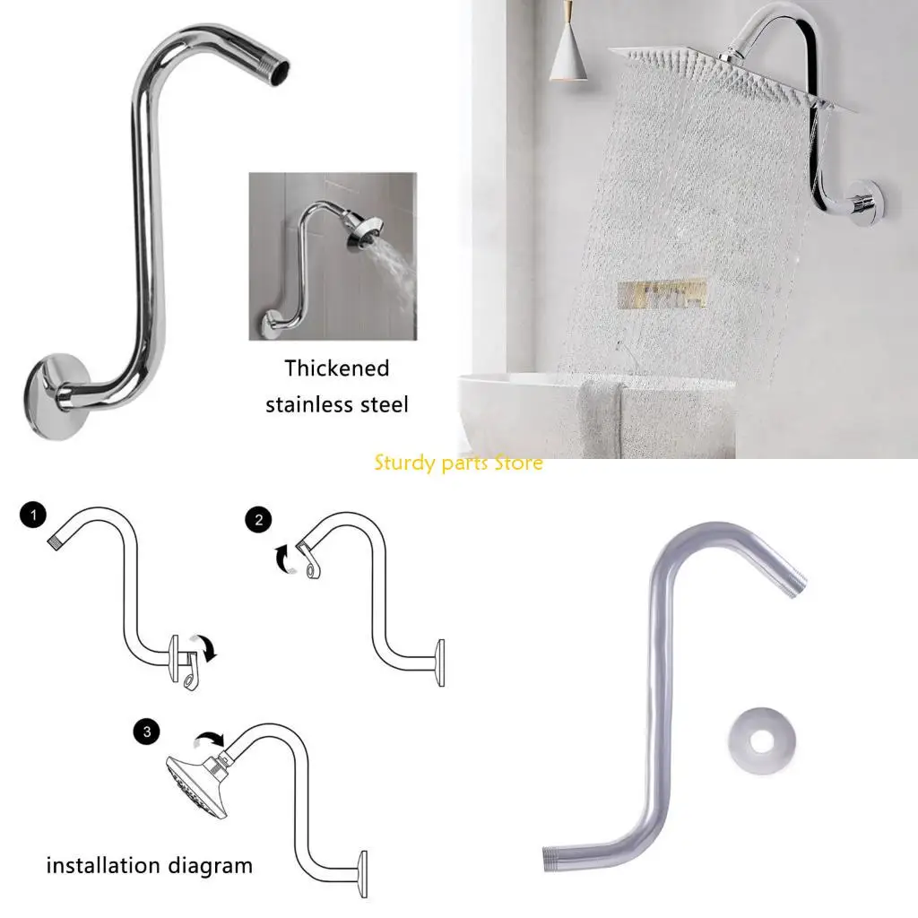 

97QC Goosenecks Showerhead Risers Pipe Extension Arm with Flanges for Bathroom