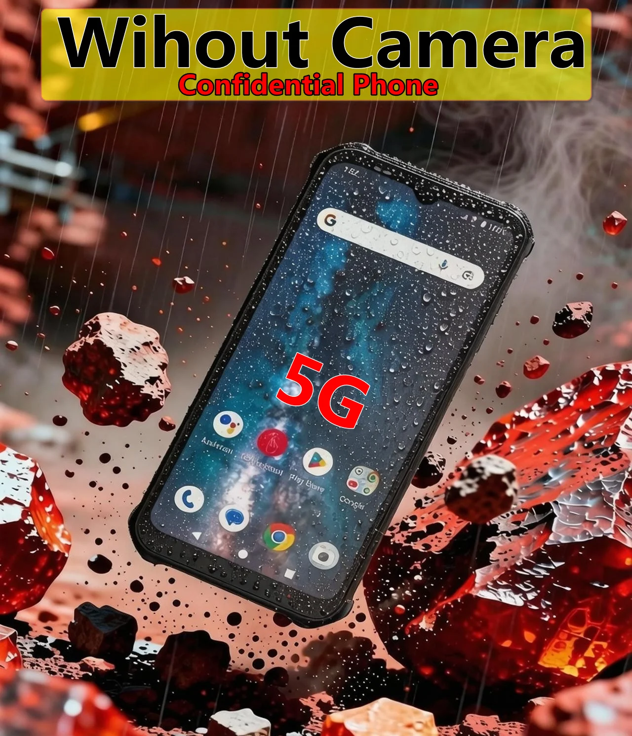 Without Camera 5G Smartphone 6.5 Inch IPS LCD 6GB+128GB Snapdragon 5000mAh Android 14 Dual SIM IP68