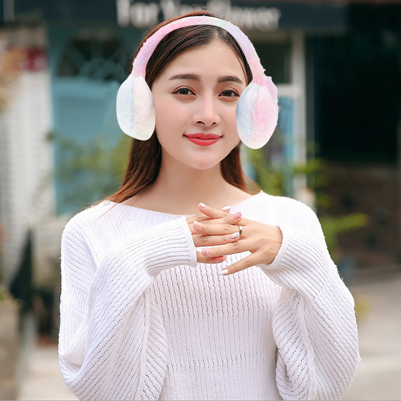 

Furry Winter Muffs Women Thickened Warm Ear Warmers For Outdoor Skiing Hiking Ice Skating Cold Weather Protection Lightweight