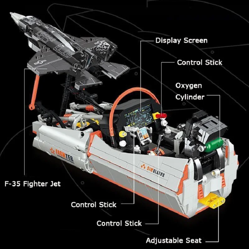 With Original Box Desktop Decor Gift 941pcs Military Fighter Aircraft Building Blocks Simulation Simulator Plane Movable Mode