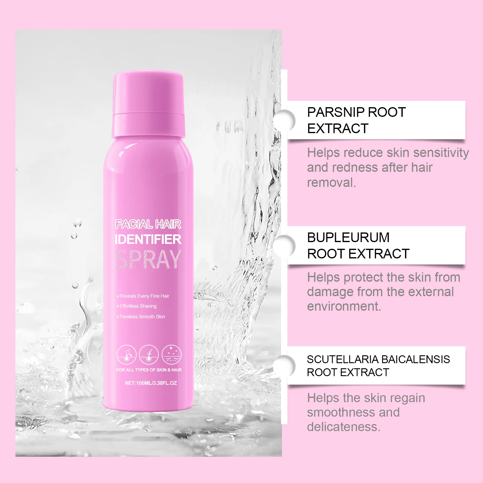 رذاذ معرف الشعر للحلاقة، رذاذ ديرمابلانينج مع ماكينة حلاقة لإزالة شعر الوجه، تنظيف غير مؤلم، مجموعة رذاذ مزيل الشعر المهدئ #2