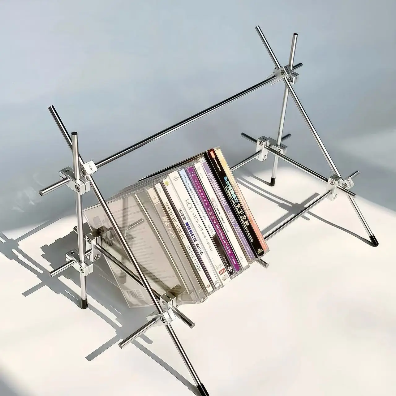 Elegant CD Display Stand Record Storage Rack Morden Aesthetic CD Storage Holrdes Rack Discs Shelves Furniture Decoration