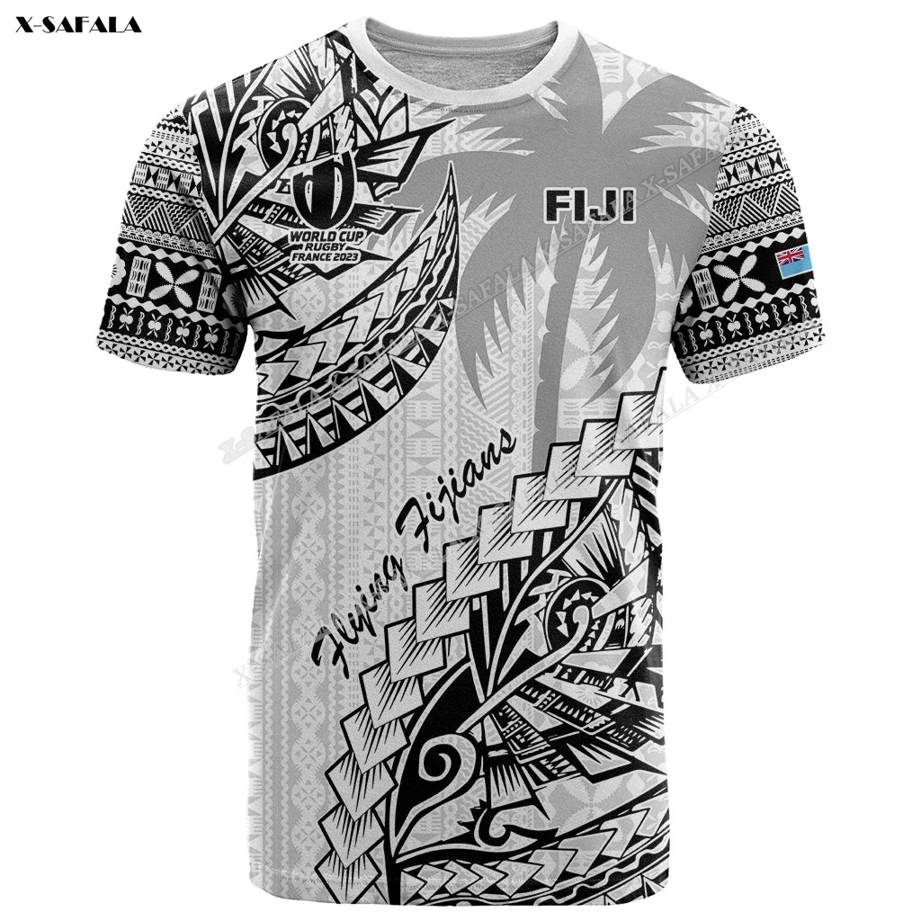 FIJIANS Tribal FIJI Kaiviti 2023 Rugby Game Sporty 3D Print Men Adult T-Shirt Top Tee Short Sleeve Smooth Quick-Dry Confortable