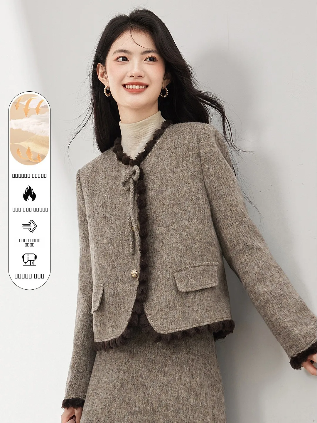 

Пальто Xinfeiyu класса люкс: утепленное, теплое, женское, модное, осенне-зимнее, с отложным воротником, прямого кроя, для повседневного образа