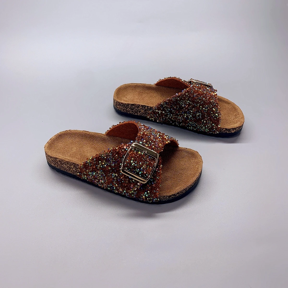 

Fashionable Women's Rhinestone Embellished Slippers Single Buckle Durable PVC Soles Trendy Style Footwear