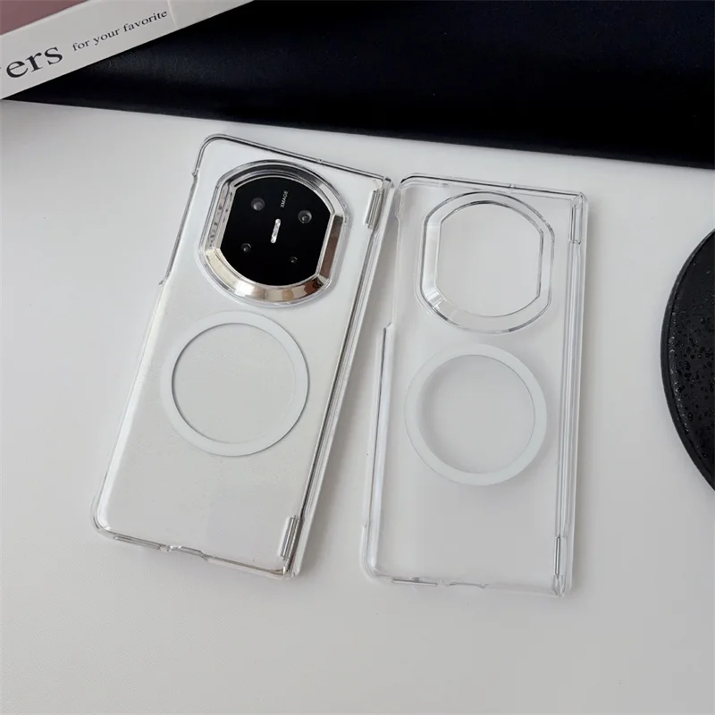 For Huawei Pura X Max Transparent Magnetic For Magsafe Case For Huawei Mate X7 X6 X5 XT For Magsafe Shockproof Protection Cover