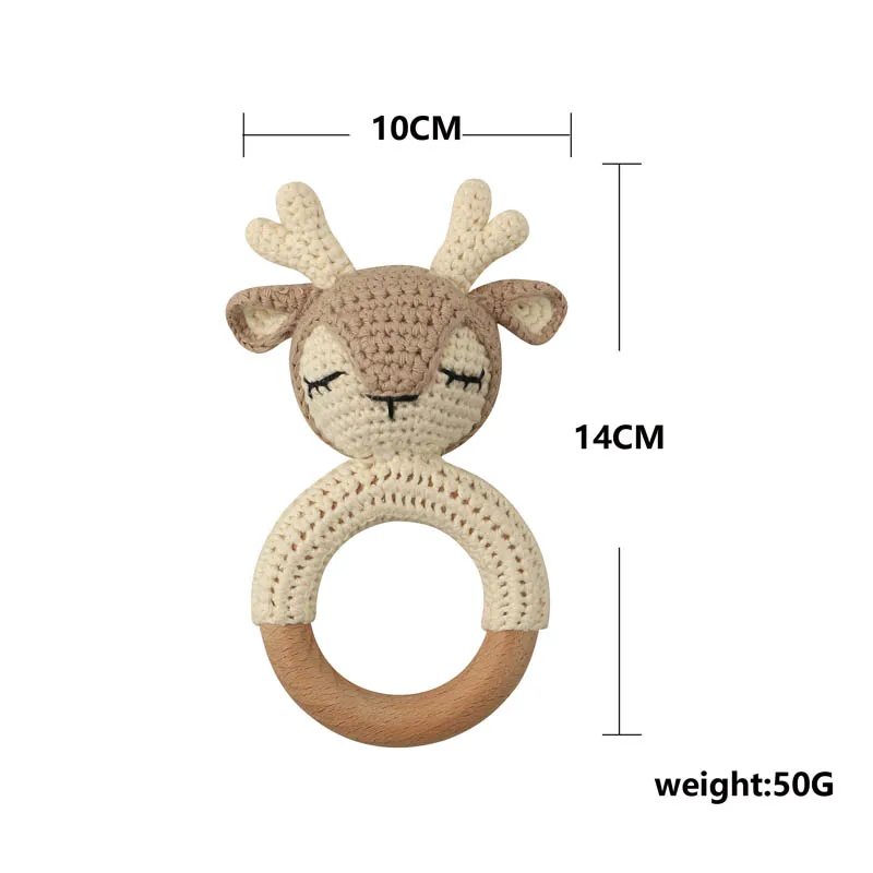 Baby Crochet Rattle Elephant Teether Toys Plush Toys Teething Cotton Towel Wool Brush Weave Gift Box Bath Toys Set view 5