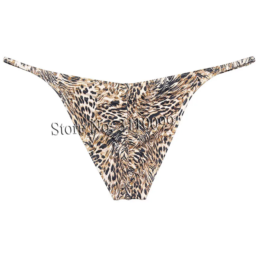 Leopard Men‘s Cheeky Briefs Pant Pouch Narrow Waist Posing Bikini Underwear