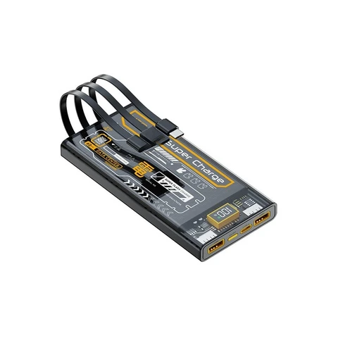 (CCC)PD100W 20000/30000/50000 мАч Power Bank в стиле Mecha для iPhone, Samsung и Xiaomi с встроенным кабелем