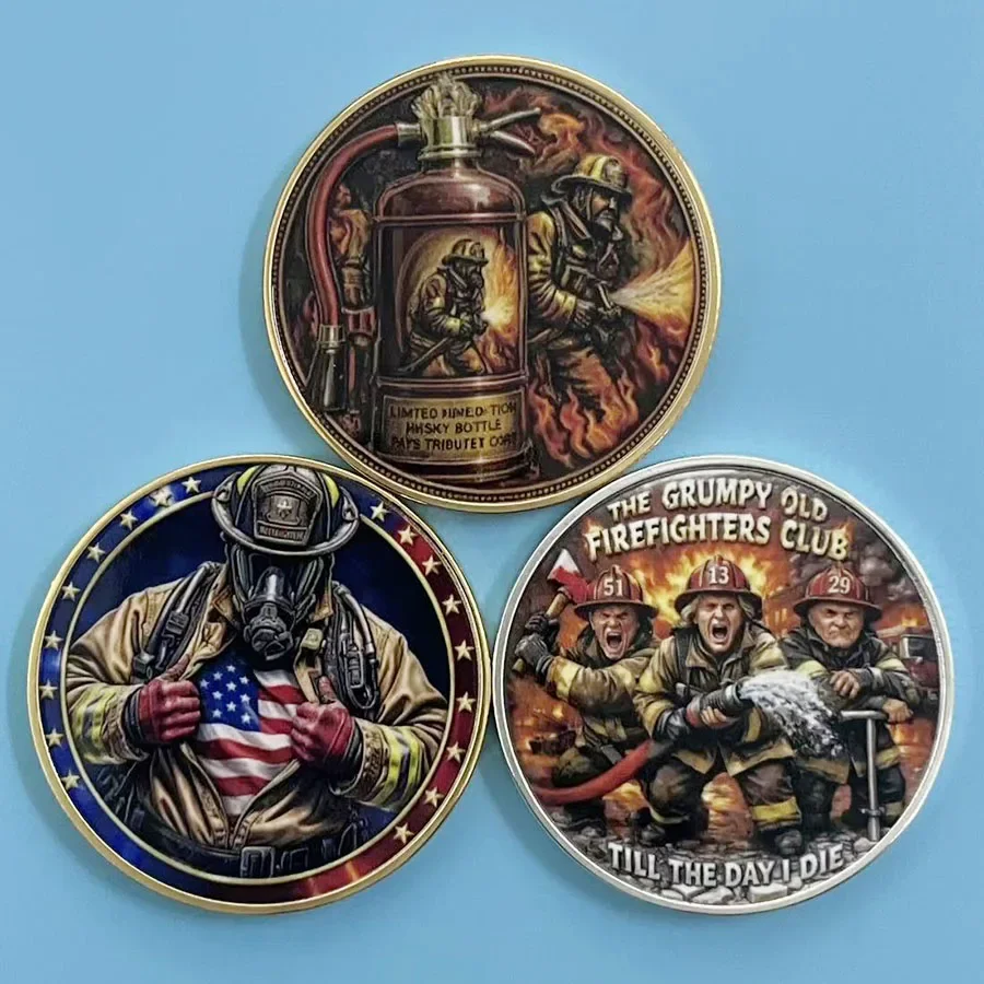 Pièce commémorative de pompier : Ligne de feu, force et unité – Médaille de bravoure en métal, pièce de collection, cadeau