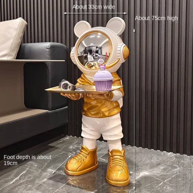 Imagem -05 - Grande Bandeja de Escultura de Astronauta Figuras Modernas de Luxo Ornamentos para Casa Sala de Estar Interior Acessórios de Decoração Estética