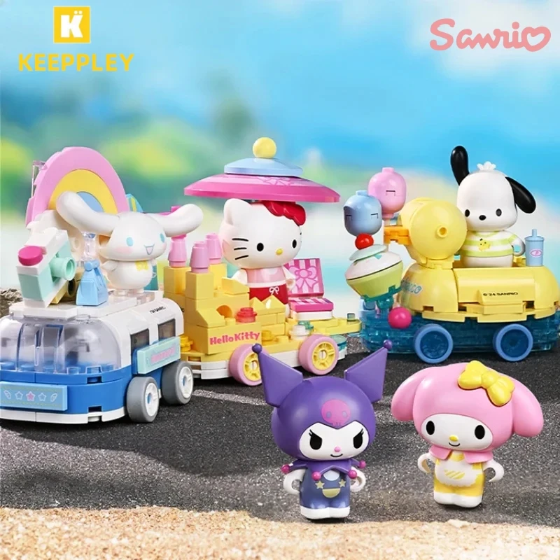 

Keeppey Building Blocks Sanrio Float Parade Kuromi Toys Pompom Purin Hello Kitty Cinnamoroll Splicing Model Decoration Gift
