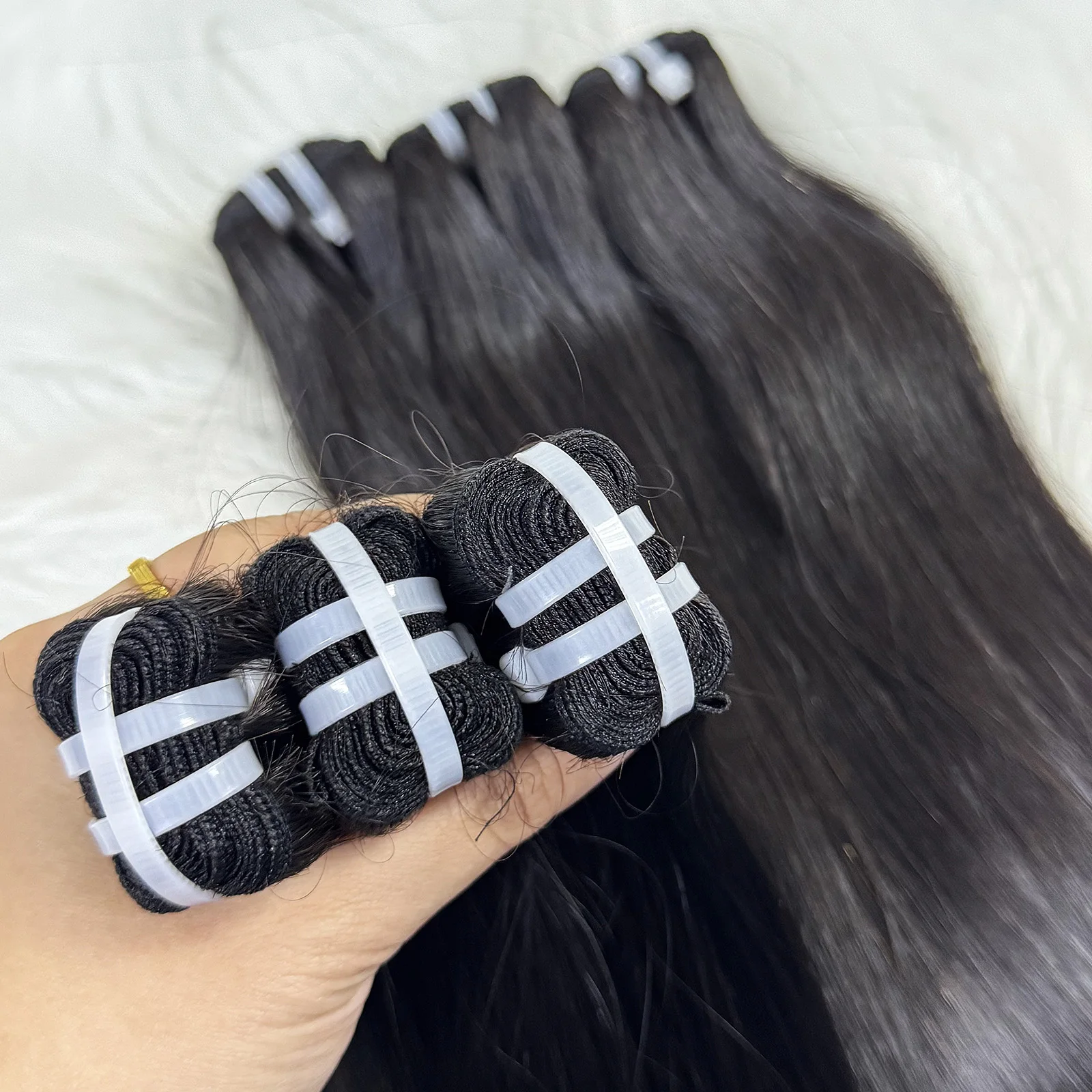 15A حزم الشعر الخام مزدوجة تعادل الفيتنامية العظام شعر طبيعي مفرود حزم غير المجهزة عذراء وصلات شعر للنساء