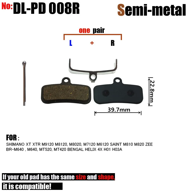 Semi-metal Bicycle Disc Brake Pads For SHIMANO XTR XT ZEE SAINT M8120 M8020 M7120 M6120 M820 M810 M640 MT520 MT420