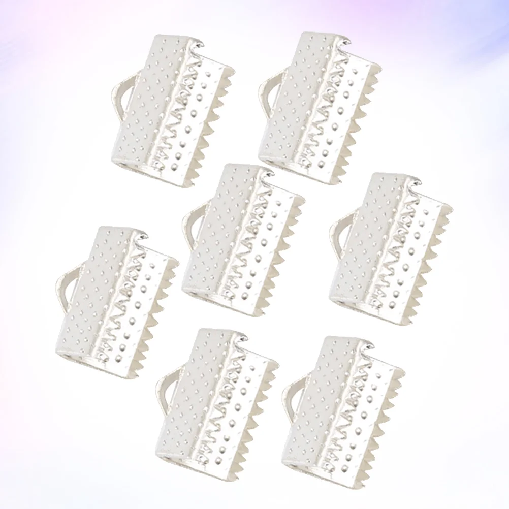 100 PCS Zipper Clips Plated Ribbon Ends Mazi Buckles Textured Crimp Clamps Fastener Clasps Cord Optional Metal