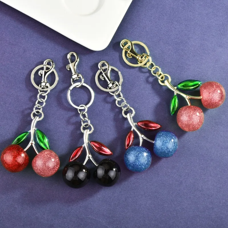 Разноцветные модные подвески-брелки для автомобилей, подвески-брелки для сумок с вишней, блестящие украшения для сумок с вишней