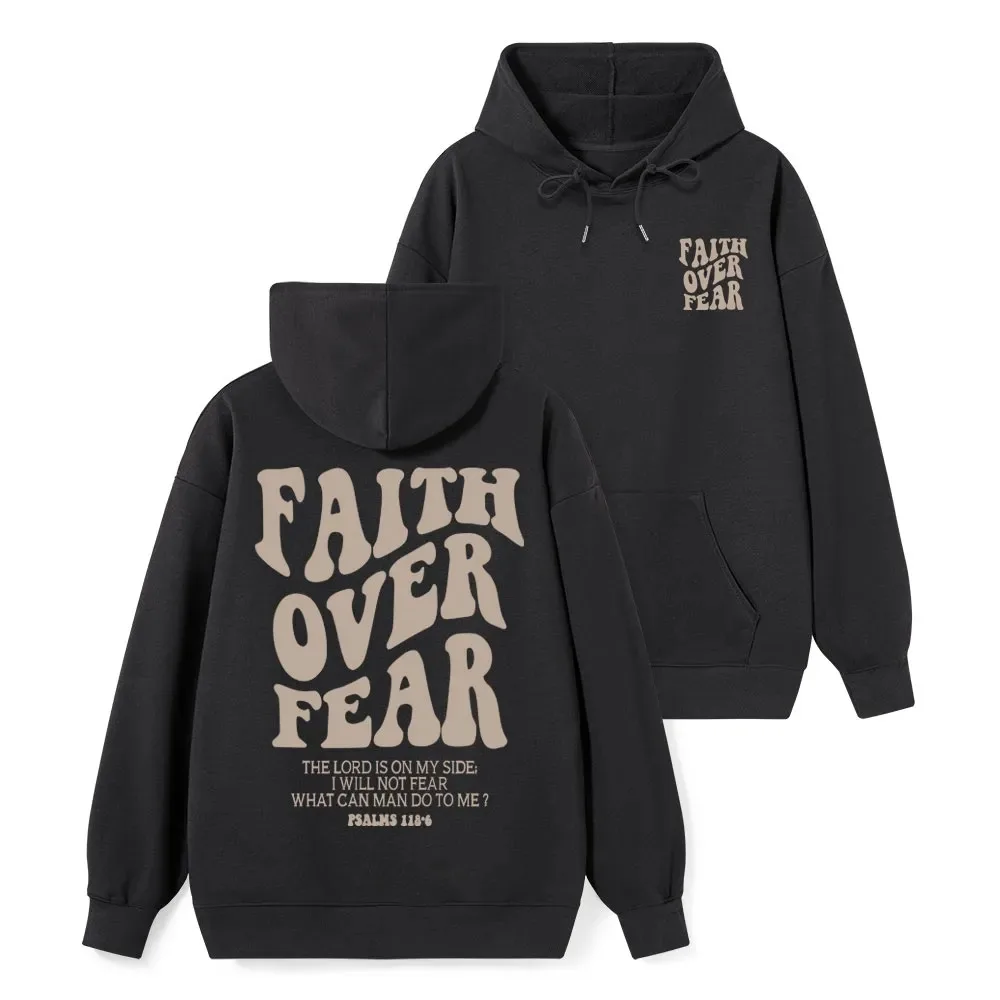 

Христианская толстовка с капюшоном Faith Over Fear, мужская и женская толстовка с длинными рукавами, пуловер, топы, спортивная одежда, уличная мужская одежда
