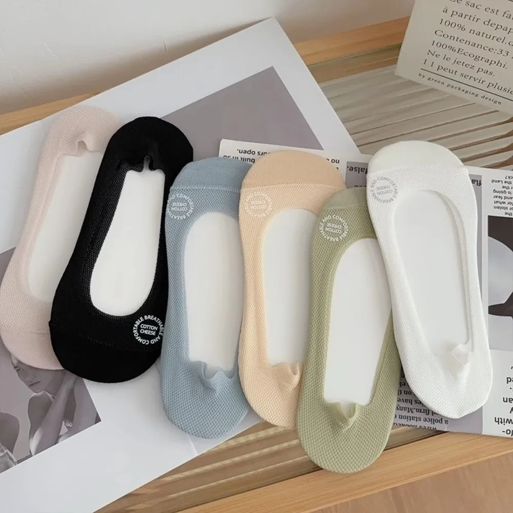 Fashionable Breathable Mesh Women Invisible Socks Anti Slip Dopamine Color Women's Boat Socks Ultra-Thin Women's Socks Spring