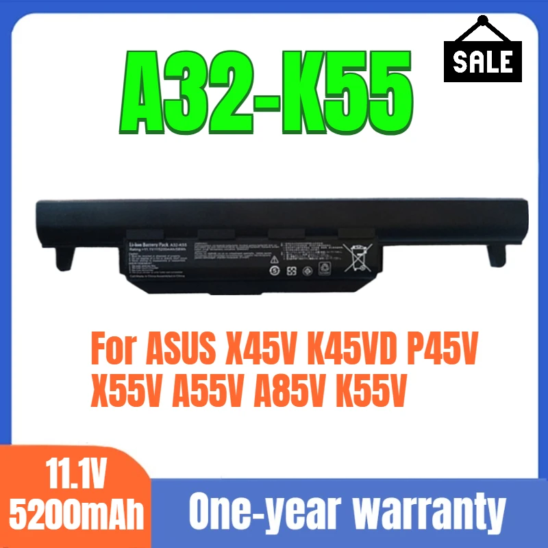 

A32-K55 Аккумулятор для ноутбука ASUS, подходит для ASUS X45V K45VD P45V X55V A55V A85V K55V Высококачественный аккумулятор 11,1 В 5200 мАч