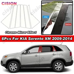 Glossy Chrome Mirror Effect Car Door Window Center Middle B C Pillars Post Column Panel Cover Trim PC Sticker For KIA Sorento XM