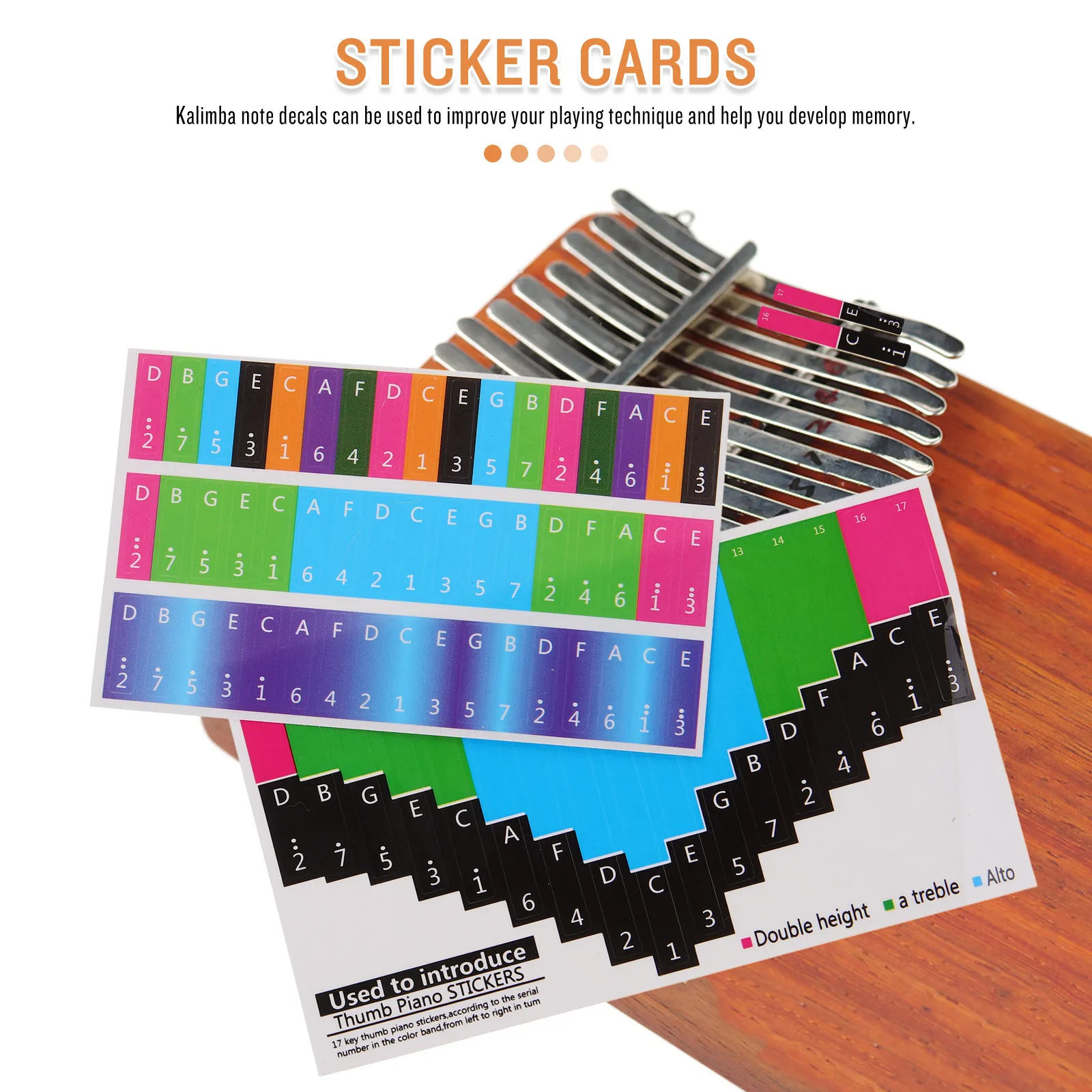 1 Sheet Removable Kalimba Stickers for Thumb Piano Learners Visual Note Guide Fast Learning Tool Chord Practice Finger Movement