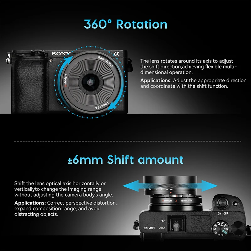 Obiektyw AstrHori 18mm f5.6 Tilt Shift APS-C z ręcznym ustawianiem ostrości do aparatów bezlusterkowych Sony E / Z / FX / L — zdjęcie produktu 3