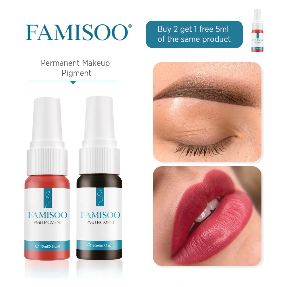 

15ML FAMISOO Permanent Makeup Pigments Tattoo For Lips inks Nano Microblading Pigment Beauty Tattoo Pigment Color Art Supplies