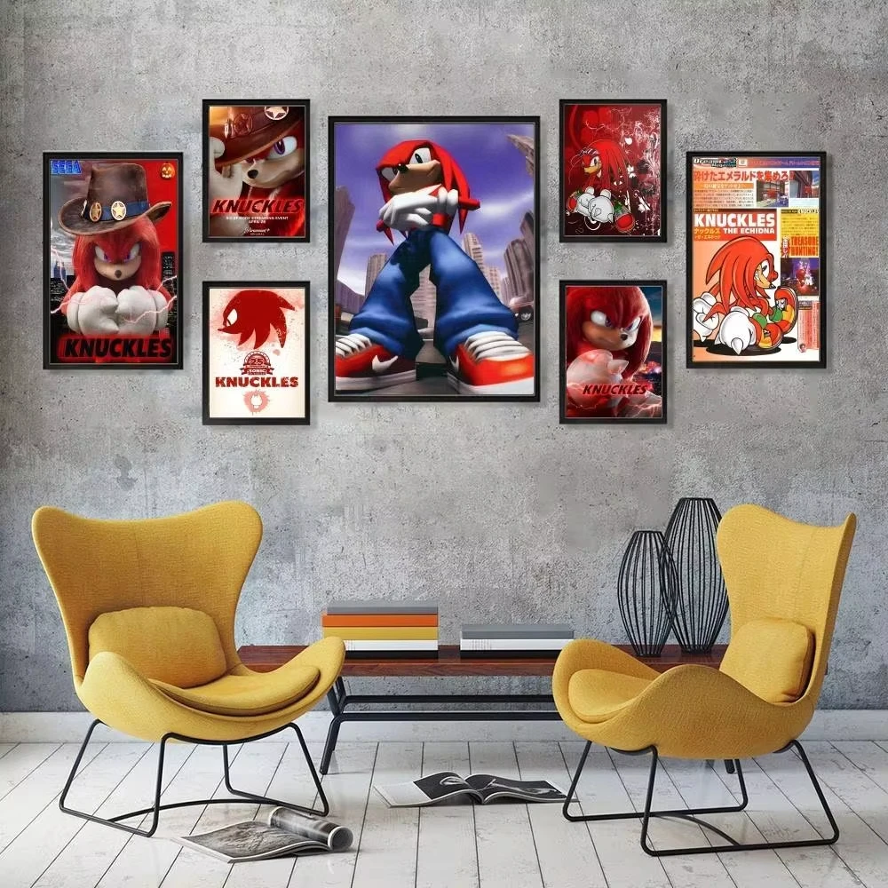 S-Sonic Game K-Knuckles The E-Echidna ملصق ورقي مدخل غرفة النوم غرفة المعيشة المنزلي جدار ديكور #3
