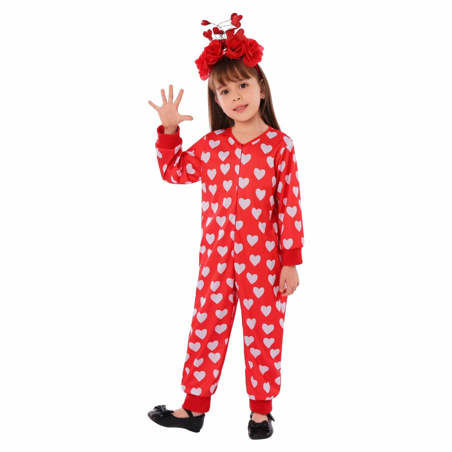 Valentine's Day Clothing Girls Performance Costumes Love Jumpsuit Cosplay Dressing Up Kids Party Festival Performance Clothing