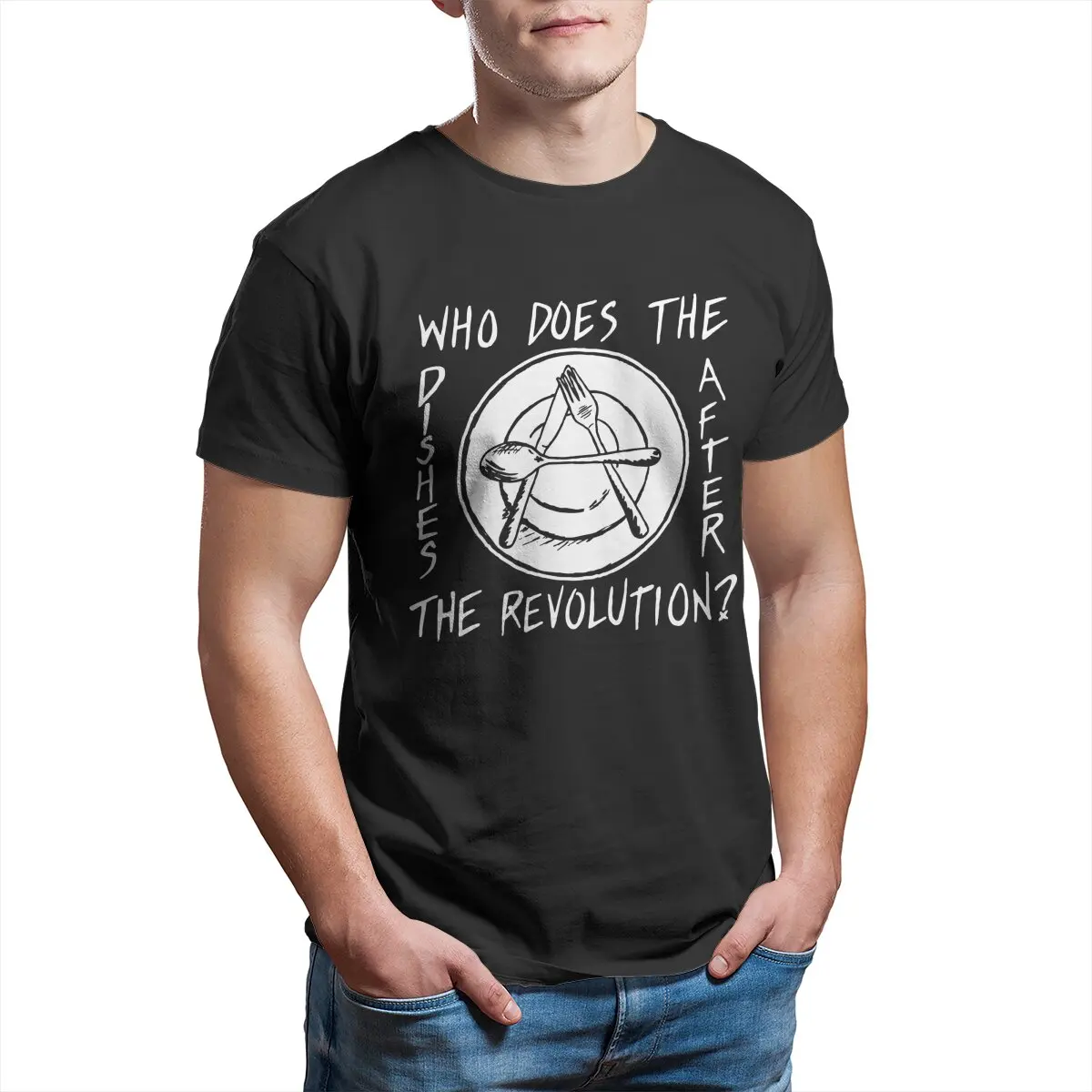 Who Does The Dishes After The Revolution - Pat The Bunny Lyric T-Shirt for men clothing funny Anarchy Anarchist printed t-shirt